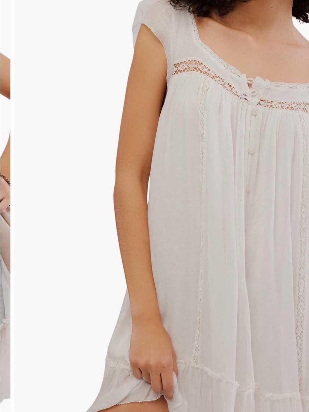 Free People Coral Pink Cotton Mini Dress with Lace Trim - Picture 4 of 6